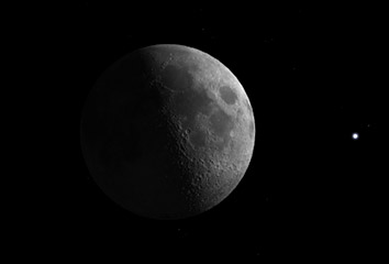 Moon and
Regulus as seen from Selsey, UK